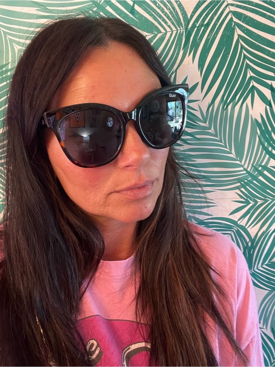 Quay Australia Tortoiseshell Oversized Cat-Eye Sunglasses with Dark Lenses main image 5